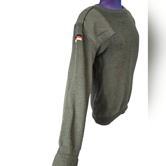 Vintage German Commando Olive Green Ribbed Knit Wool Sweater Size Medium Men A17 - Picture 6 of 12
